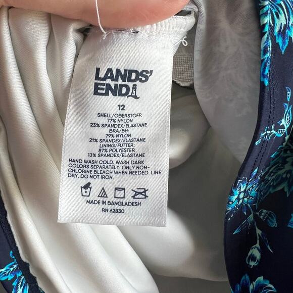 Lands’ End Surplice Blue and White Underwire Tankini Swim Top Size 12 - Picture 5 of 6